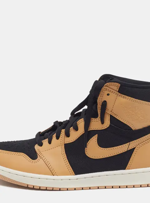 Air Jordans Jordan 1 Retro OG Heirloom Size 44 Beige/Black Leather and Canvas High Top Sneakers