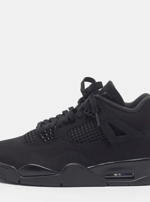Air Jordans Jordan 4 Retro Black Cat Size 42.5 Black Nubuck Leather High Top Sneakers