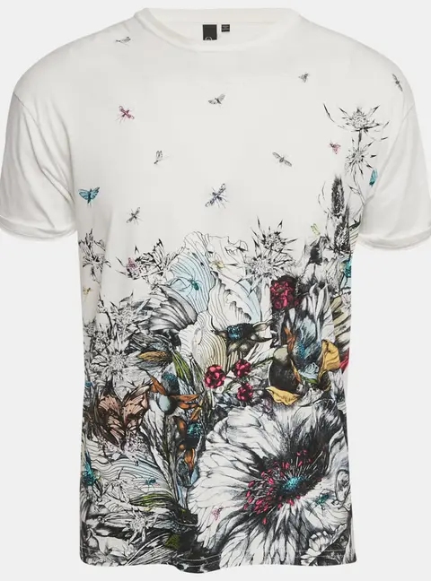 Alexander McQueen White Floral Print Jersey T-Shirt XS