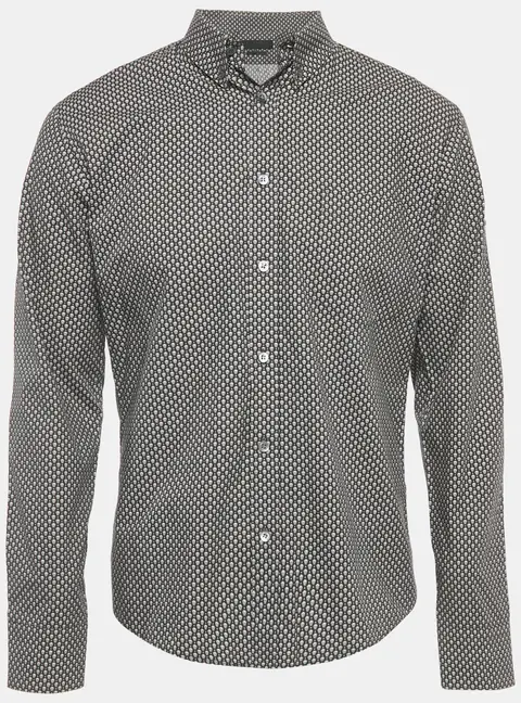 Alexander McQueen Black Skull Print Cotton Long Sleeve Shirt M