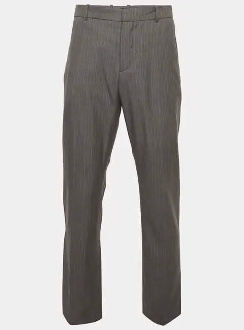 Alexander McQueen Grey Striped Wool Trousers L