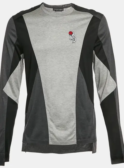Alexander McQueen Black/Grey Jersey Long Sleeves T-Shirt M