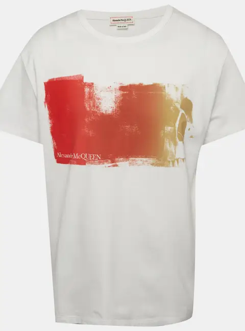 Alexander McQueen White Print Cotton Crewneck T-Shirts M
