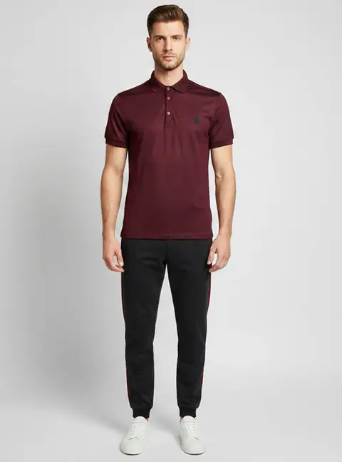 Alexander McQueen Burgundy Cotton Polo T-Shirt & Jogger Pants Set M/XXL