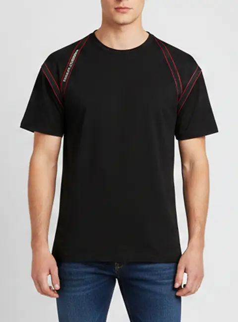 Alexander McQueen Black Cotton Logo Taping Harness T-Shirt XL