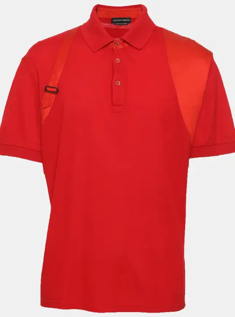 Alexander McQueen Red Cotton Knit Polo T-Shirt XL