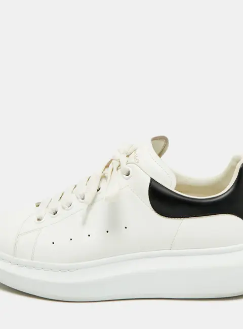 Alexander McQueen White/Black Leather Oversized Sneakers Size 43