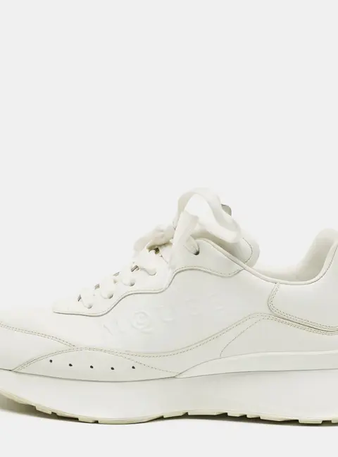 Alexander McQueen Sprint Runner Size 42 White Leather Lace Up Sneakers