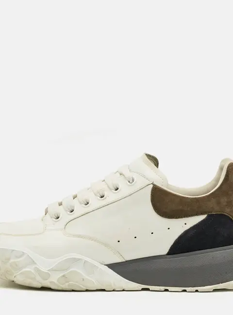 Alexander McQueen Court Size 43 Tricolor Leather Suede Lace Up Sneakers