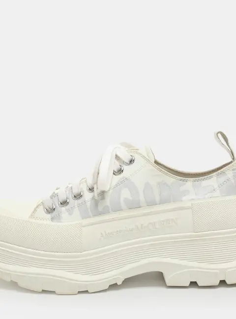 Alexander Mcqueen Tread Slick Size 40 White Canvas Lace Up Sneakers