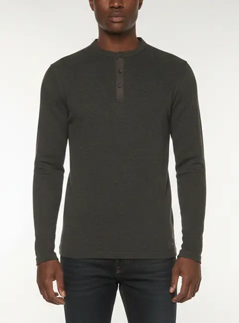 All Saints Grey Rib Knit Long Sleeve Kiran Henley T-Shirt S