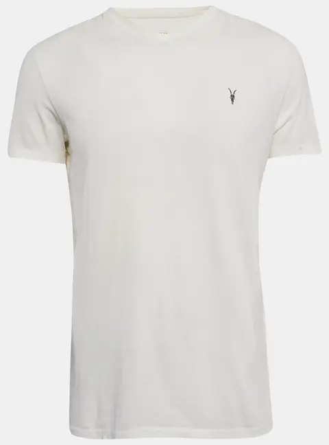 All Saints Off-White Cotton V-Neck T-Shirt M
