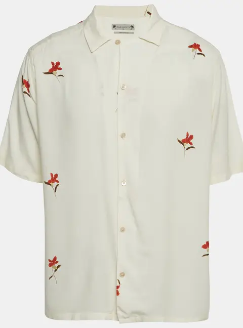 All Saints Yellow Floral Print Poplin Button Front Shirt XL