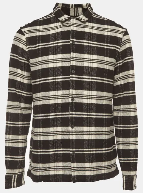 All Saints Black/White Plaid Cotton Button Up Cervino Shirt L