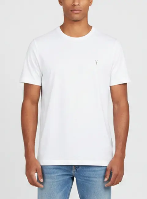 All Saints White Logo Embroidered Jersey Crewneck T-Shirt L