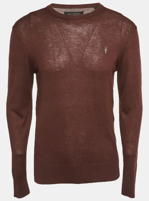 All Saints Brown Knit Nomo Crewneck Sweatshirt M