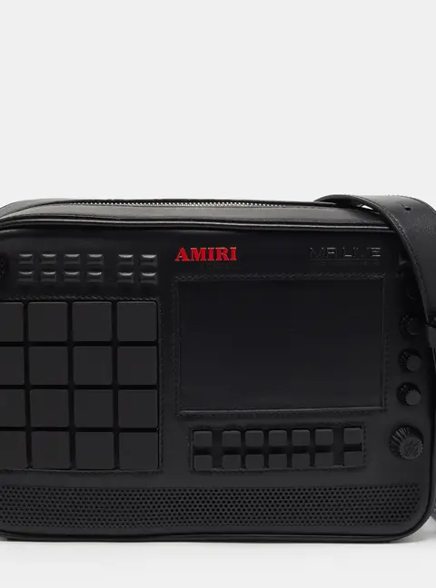 Amiri Drum Machine Black Leather Shoulder Bag
