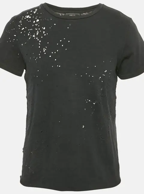 Amiri Black Washed Shotgun Cotton Crew Neck Short Sleeve T-Shirt S
