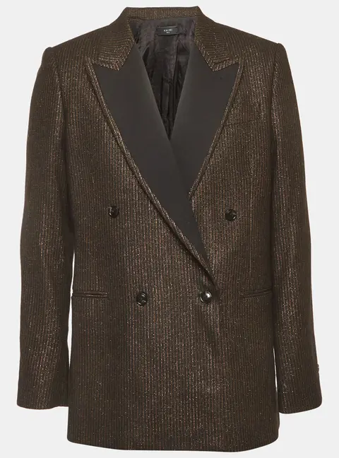 Amiri Black Metallic Striped Double Breasted Blazer M