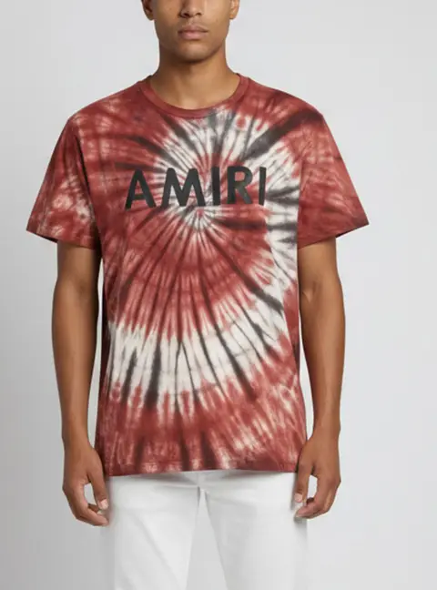 Amiri Red Tie Dye Logo Graphic Jersey Crew Neck T-Shirt M