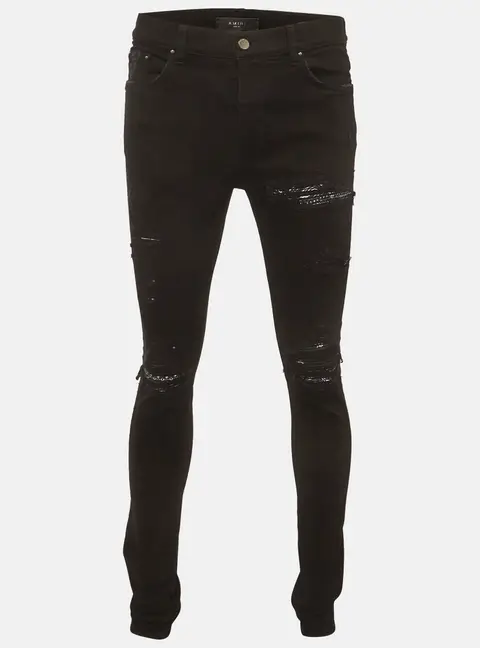 Amiri Black Distressed Denim Slim Fit Jeans M/Waist 33"
