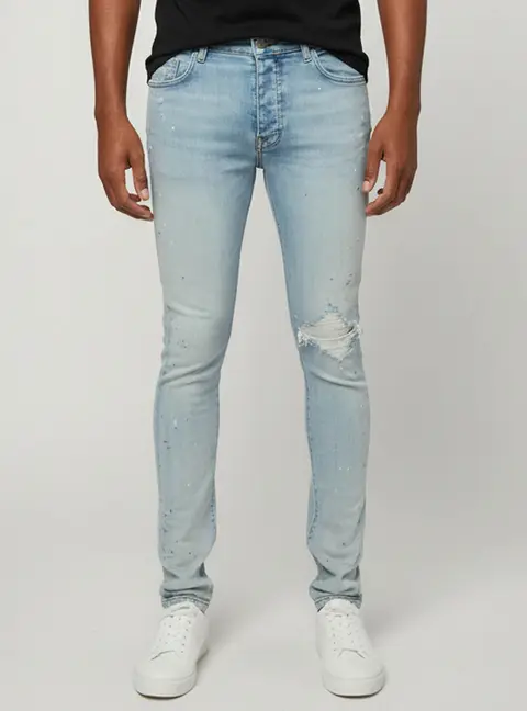 Amiri Blue Denim Distressed Slim Fit Jeans M/ Waist 33"