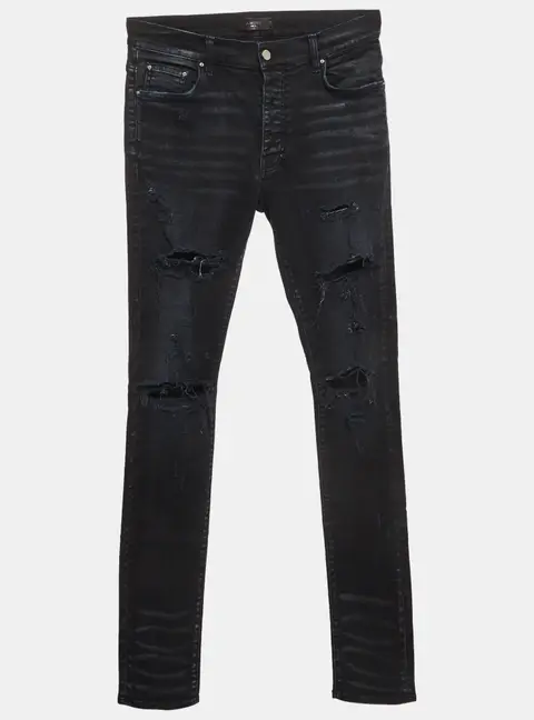 Amiri Black Faded Distressed Ripped Denim Skinny Jeans M/Waist 31"