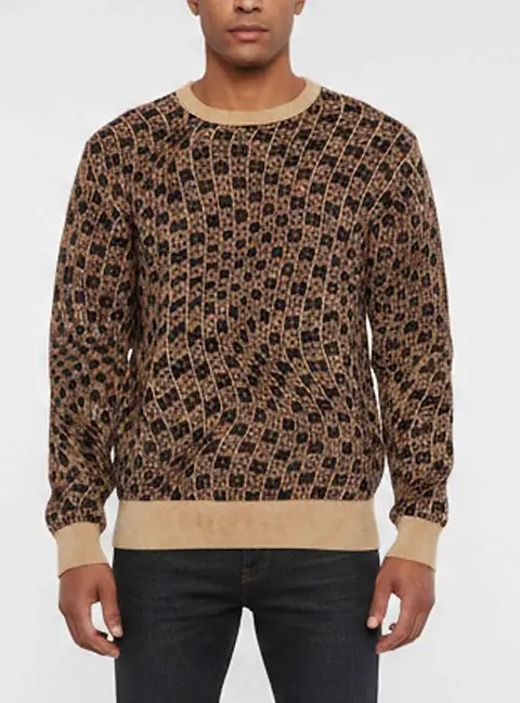 Amiri Brown/Black Monogram Intarsia Knit Crewneck Jumper L