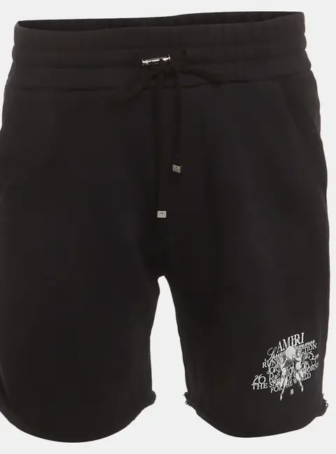 Amiri Black Logo Cherub Graphic Cotton Knit Shorts S