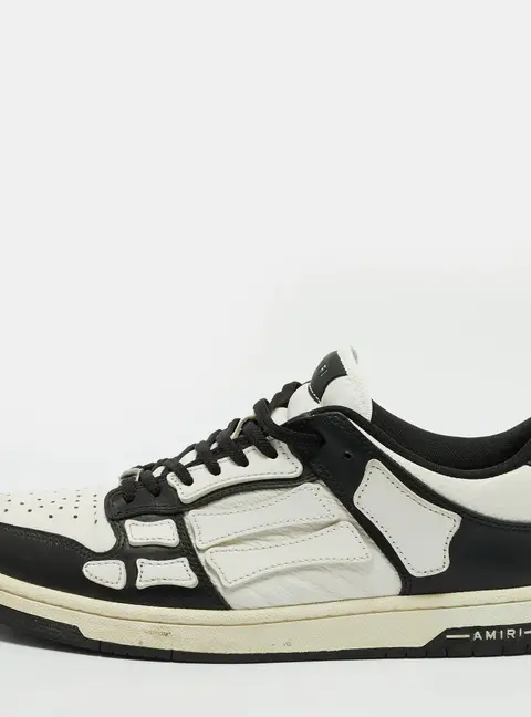 Amiri Skel Size 44 White/Black Leather Low Top Sneakers