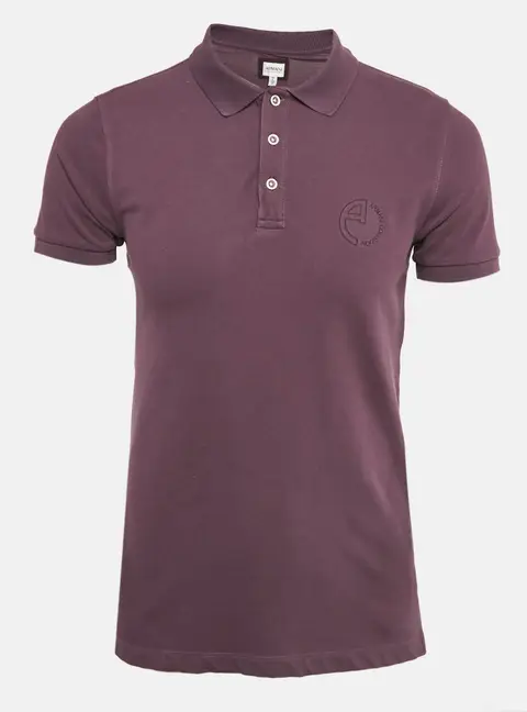 Armani Collezioni Purple Logo Embroidery Cotton Pique Polo T-Shirt L