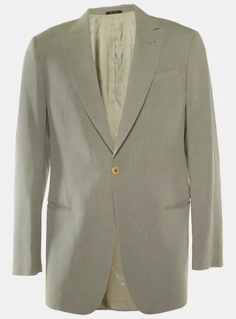 Armani Collezioni Grey Cotton Blend Regular Fit Blazer L