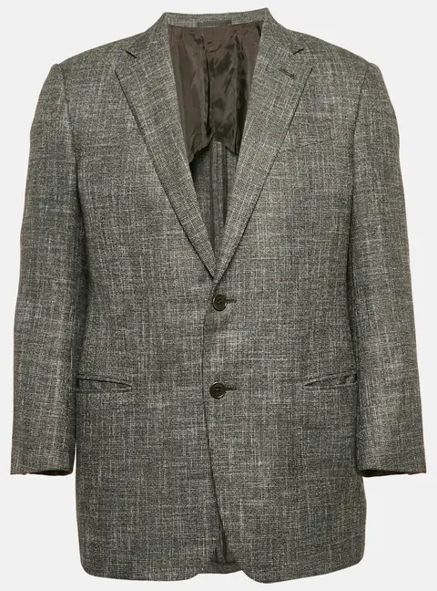 Armani Collezioni Grey Cotton Blend Regular Fit Blazer L