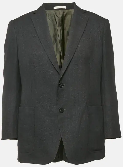 Armani Collezioni Black Linen Blend Sartorial Deco Blazer L