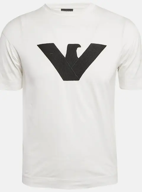 Armani Collezioni White Logo Embroidered Jersey T-Shirt XS