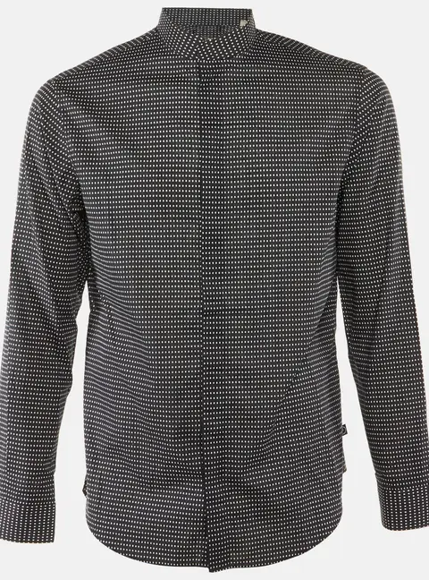 Armani Collezioni Midnight Blue Dotted Cotton Mandarin Collar Shirt M