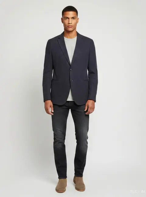 Armani Collezioni Navy Blue Linen Blend Blazer XL