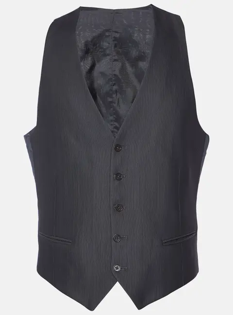 Armani Collezioni Grey Striped Wool Blend Vest L