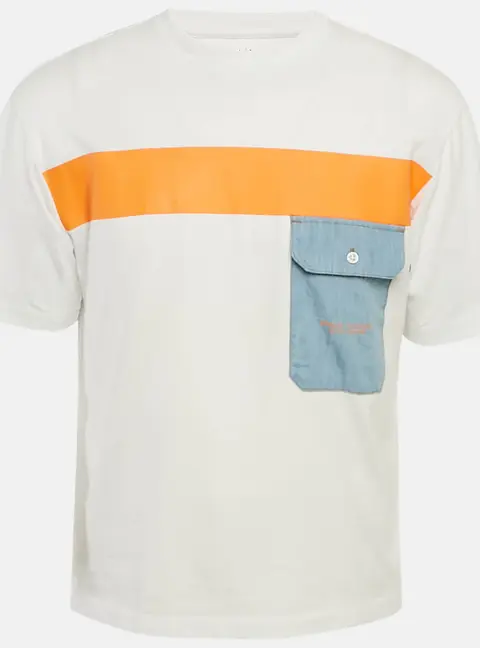 Armani Exchange White Cotton Knit Contrast Detail Oversized T-Shirt S