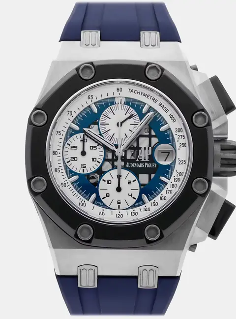 Audemars Piguet Royal Oak Offshore Rubens Barrichello II 26078PO.OO.D018CR.01 Automatic Chronograph Blue Dial Platinum Men's Wristwatch 44mm