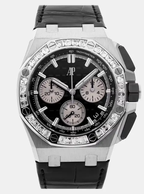 Audemars Piguet Royal Oak Offshore Chronograph 26424BC.ZZ.D002CA.01 Black 18k White Gold Automatic Chronograph Men's Wristwatch 43mm