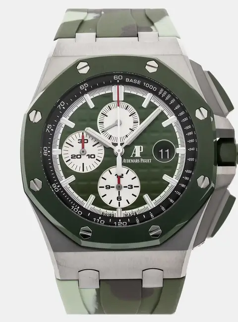 Audemars Piguet Royal Oak Offshore 26400SO.OO.A055CA.01 Green Stainless Steel Automatic Men's Wristwatch 44mm