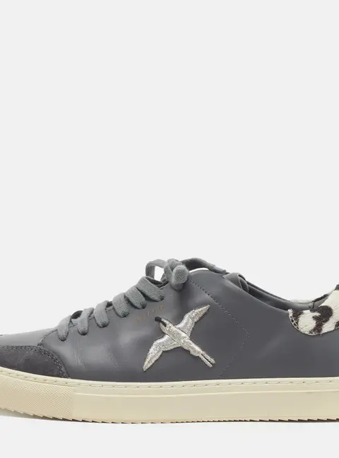 Axel Arigato Clean 90 Size 41 Grey/White Leopard Print Calf Hair and Leather Low Top Sneakers