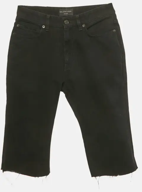 Balenciaga Unisex Black Denim Raw Edge Shorts M Waist 29"
