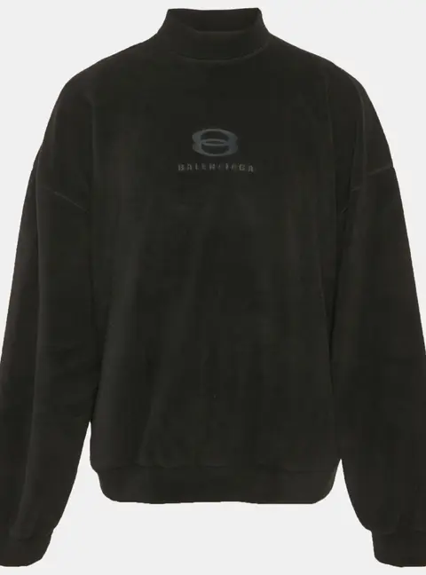 Balenciaga Unisex Black Unity Embroidered Faux Fleece Sweatshirt XXS