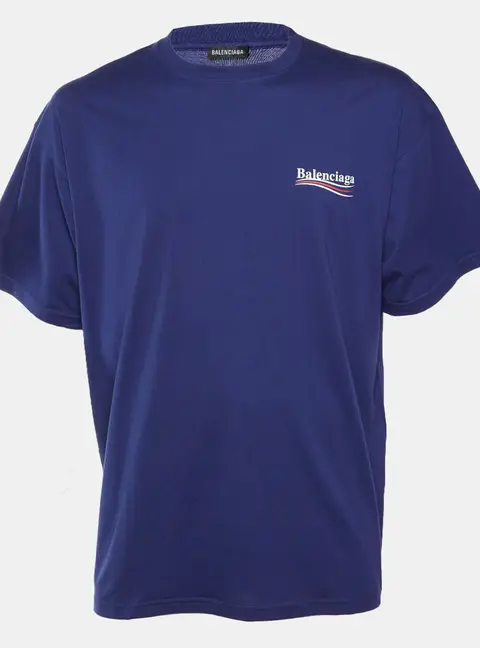Balenciaga Blue Political Campaign Print Jersey T-Shirt L