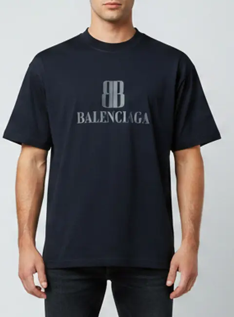 Balenciaga Midnight Blue Nano BB Logo Cotton Unisex Crew Neck T-Shirt S