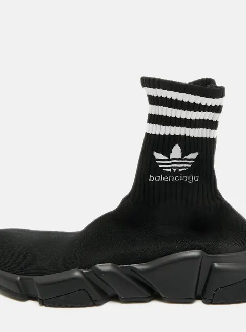 Balenciaga x Adidas Speed Trainer Size 40 Black Knit Fabric High Top Sneakers