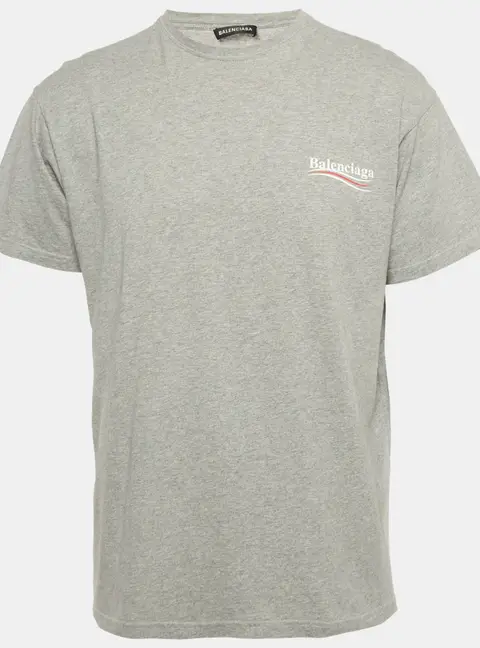 Balenciaga Grey Political Campaign Print Jersey T-Shirt XS