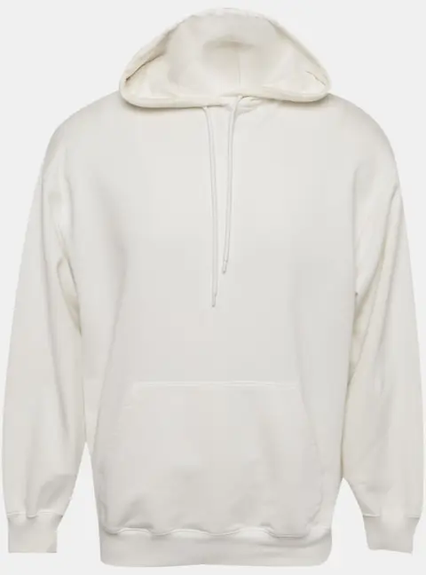 Balenciaga White Logo Print Cotton Oversize Hoodie S